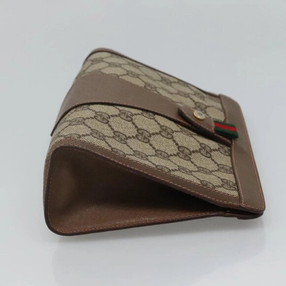 GUCCI GG Supreme Web Sherry Line Clutch Bag PVC Beige Red 89 01 032 Auth th5635 - Picture 12 of 16